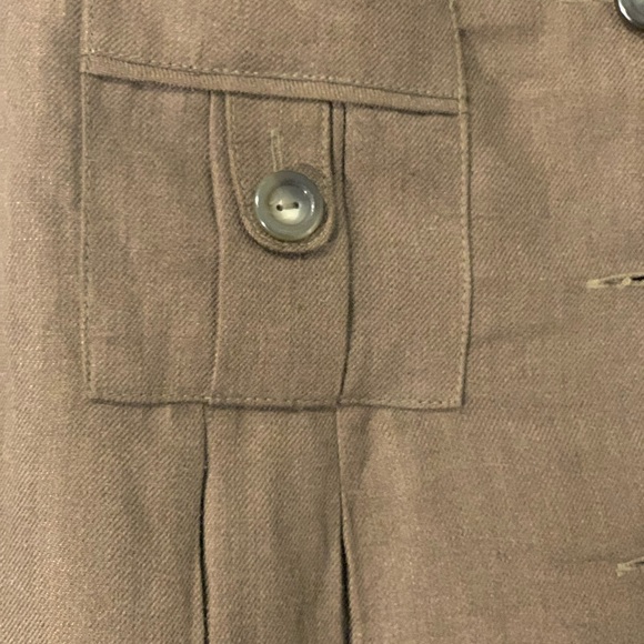 MNG by Mango Skirt 100% Linen Button all around  Pleats front pockets, wide hem - Picture 4 of 8